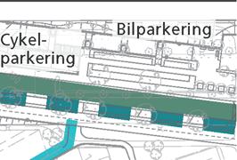 Kö pm an en na ga ta n JAKRIBORG aväg VÄSTERSTAD Påg Planerad livsmedelsbutik Cykelparkering Cykelparkering Bilparkering Cyk Perrong Stationstorg med blandtrafik Perrong ing