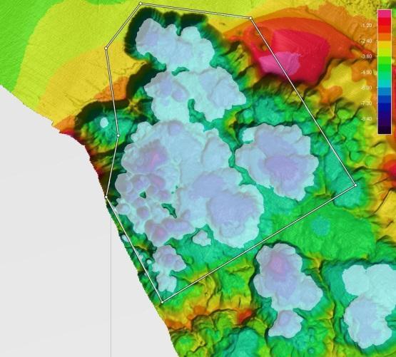 Resultaten illustreras i Figur 6 och resulterande bottendjup blir följande: 530 000 m³ över hela gropen når upp till nivån -23.9 m 530 000 m³ över en begränsad del av gropen når upp till nivån -23.