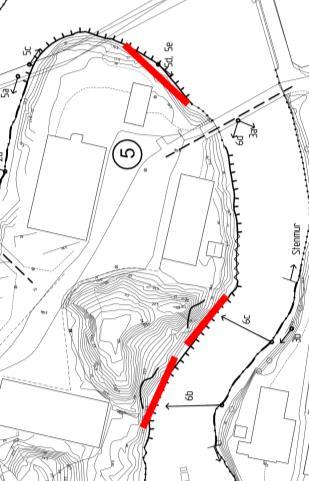 Figur 11: Observerade erosionssläpp längs Säveåns strandkant inom Tegelholmen.