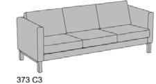 Tillägg för silvergrå metallben Sits med urinbeständig underväv. Scandinavia 373, 3-sits Soffa med utbytbar klädsel (fast klädsel i ). Vändbara sitt- och ryggdynor i tyg. Fyrkantiga ben i trä.