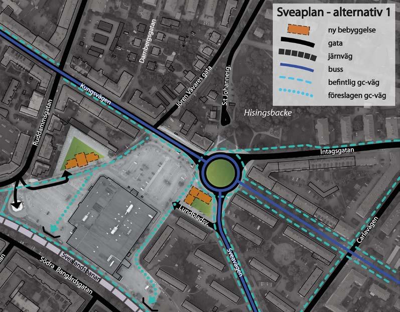 12 (16) Alternativ 1 Planillustration för alternativ 1 möjlig utformning Planavdelningen Alternativ 1 Innebär att dagens rondell med befintlig utformning finns var.