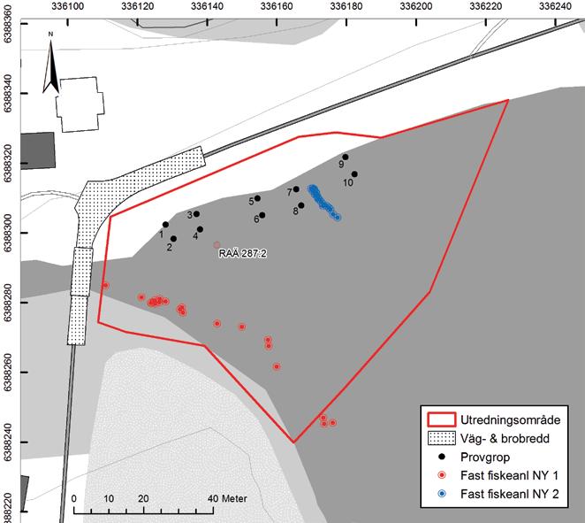 Inseros 9 Resultat Den arkeologiska utredningen resulterade i två nya lämningar vilka tolkas som fångstanläggningar av typen fasta fisken ( figur 7 ).