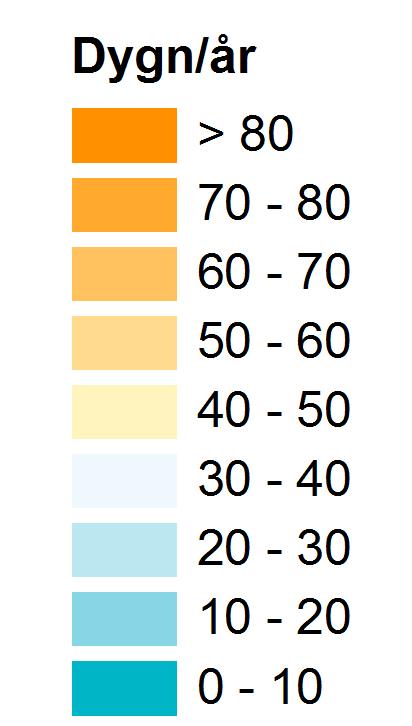 Antal dygn/år då det är