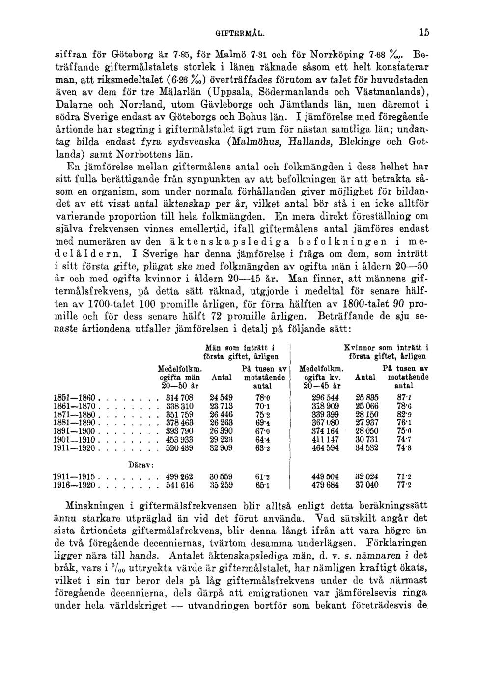 GIFTERMÅL. 15 siffran för Göteborg är 7-85, för Malmö 7-31 och för Norrköping 7-68 % 0.
