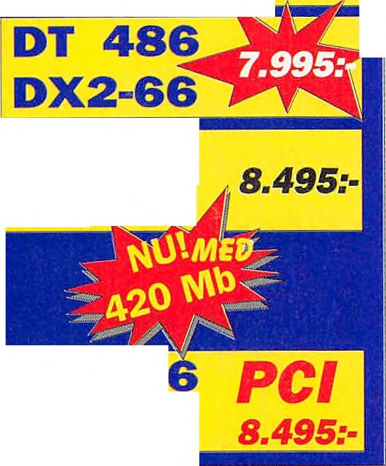 94) DT 486, S X 2-50 Datorerna innehåller följande: 486 SX, DX, DX2 CPU ZIF Sockel AMI bios(green PC) 256kb Cache minne 4MB RAM