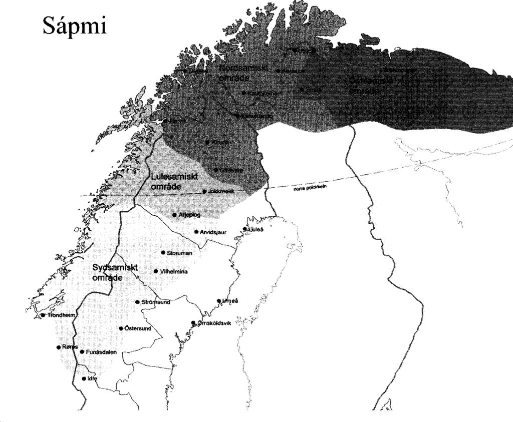 Sâpmi iförändringens tid -Lutesamìskt omfåcte Östersund Karta.