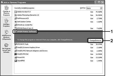 Avinstallera skrivardrivrutinen 1. Stäng alla program. 2. Klicka på Start, peka på Settings (Inställningar) och klicka på ontrol Panel (Kontrollpanelen).