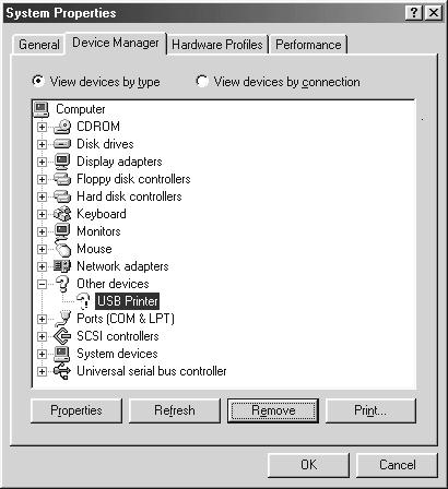 . Under Other devices (Andra enheter) väljer du USB Printer (USB-skrivare)