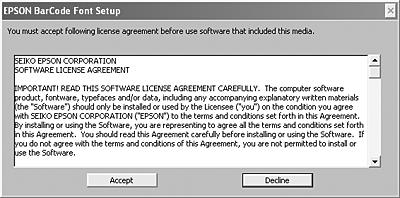 6. När skärmen med licensavtal för programvaran visas läser du meddelandet och klickar sedan på Accept (Jag godkänner).