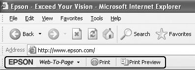 Utskrift av webbsidor EPSON Web-To-Page gör det möjligt att få plats med webbsidor på pappersstorleken när du skriver ut. Du kan även se en förhandsgranskning före utskrift. Anmärkning!