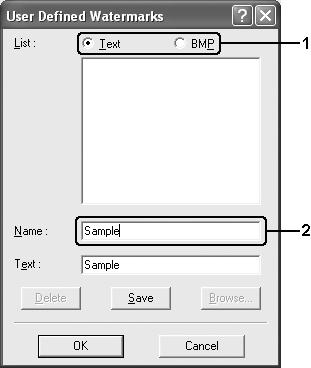 Skapa ett nytt vattenmärke Du kan skapa ett nytt vattenmärke genom att följa anvisningarna nedan: 1. Klicka på fliken Advanced Layout (Avancerad layout). 2. Klicka på New/Delete (Nytt/ta bort).