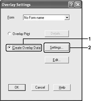 5. Välj reate Overlay Data (Skapa överlagringsdata) och klicka sedan på Settings (Inställningar).