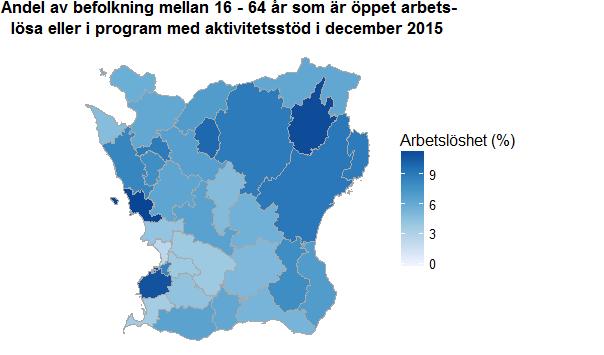 Datum 2016-01-15 8 (11) Andelen av befolkningen i Skåne som var öppet arbetslösa eller i program med
