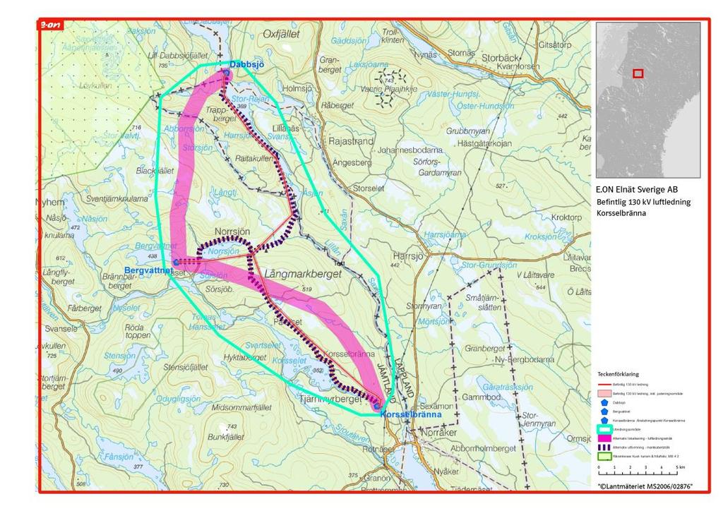 Figur 10. Riksintresseområde kust, turism och friluftsliv 4.6 Rennäring Den aktuella ledningen ligger i gränstrakterna mellan Vilhelmina södra, Voernese och Ohredahke samebyar.