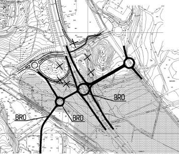 Figur 2.2 Nuvarande trafikplats vid Barkarby. I vägverkets (2005) samrådshandling finns 3 olika alternativ för en ny trafikplats i Barkarby.