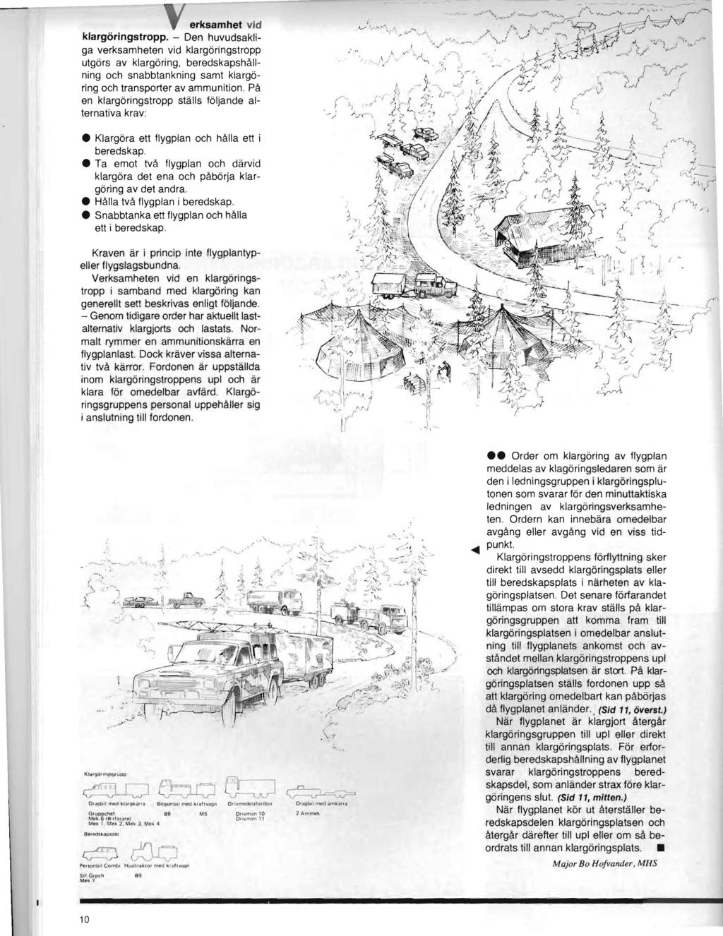 erksamhet vid klargöringstropp. - Den huvudsakliga verksamheten vid klargöringstropp utgörs av klargöring, beredskapshållning och snabbtankning samt klargöring och transporter av ammunition.