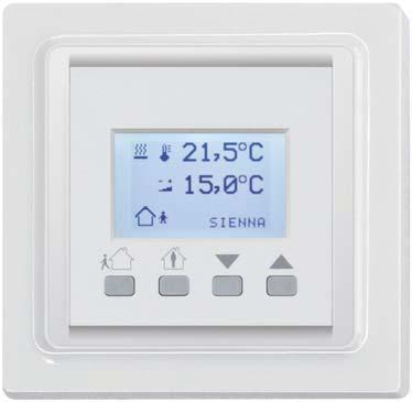 Termostat för värme/kyla och anslutningsenhet PL-SW-PROF för installationsprogramverktyget PL-SAMTEMP 75 Powerline termostat med display, vit, 55x55mm för rammontage.