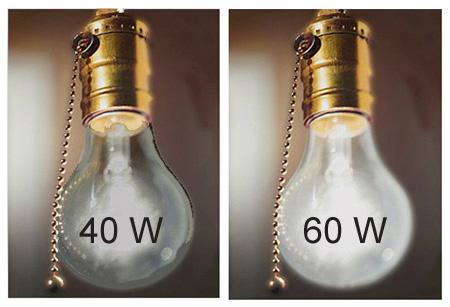 ELEKTRISK EFFEKT (P) Effekt (P) mäts i Watt (W) Glödlampor har t ex olika effekt. Glödtråden i 60 W-lampan har mindre resistans än i 40 W -lampan - alltså lyser den starkare.