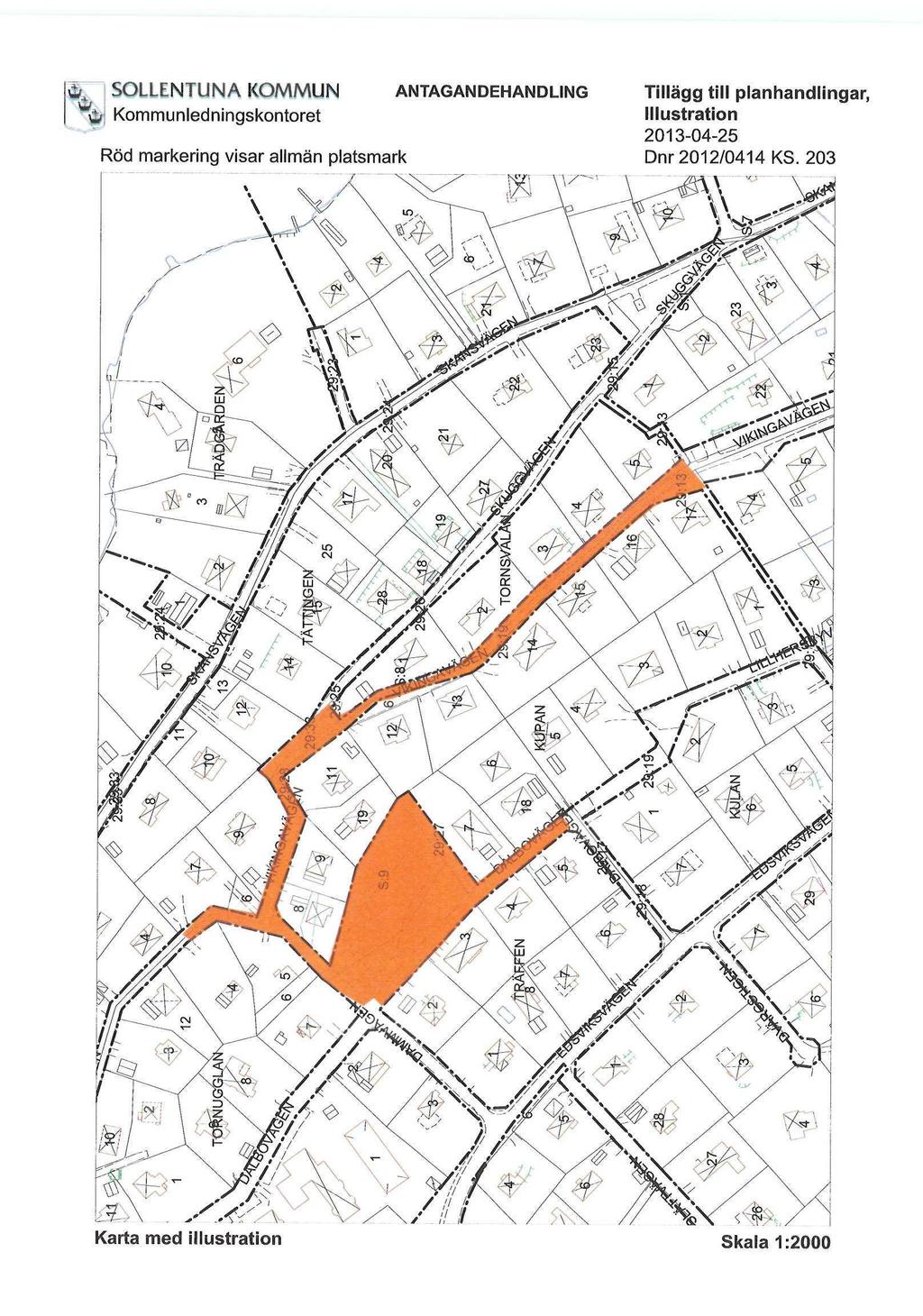 SOLLENTUNA KOMMUN ANTAGANDEHANDLING O Kommunledningskontoret Röd markering visar allmän platsmark