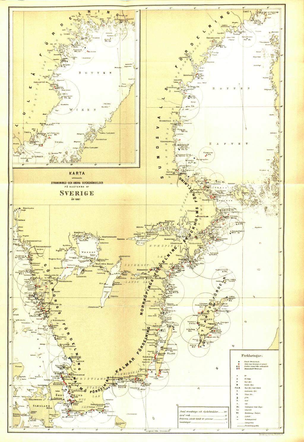 KARTA utvisande STRANDNINGS-OCH ANDRA