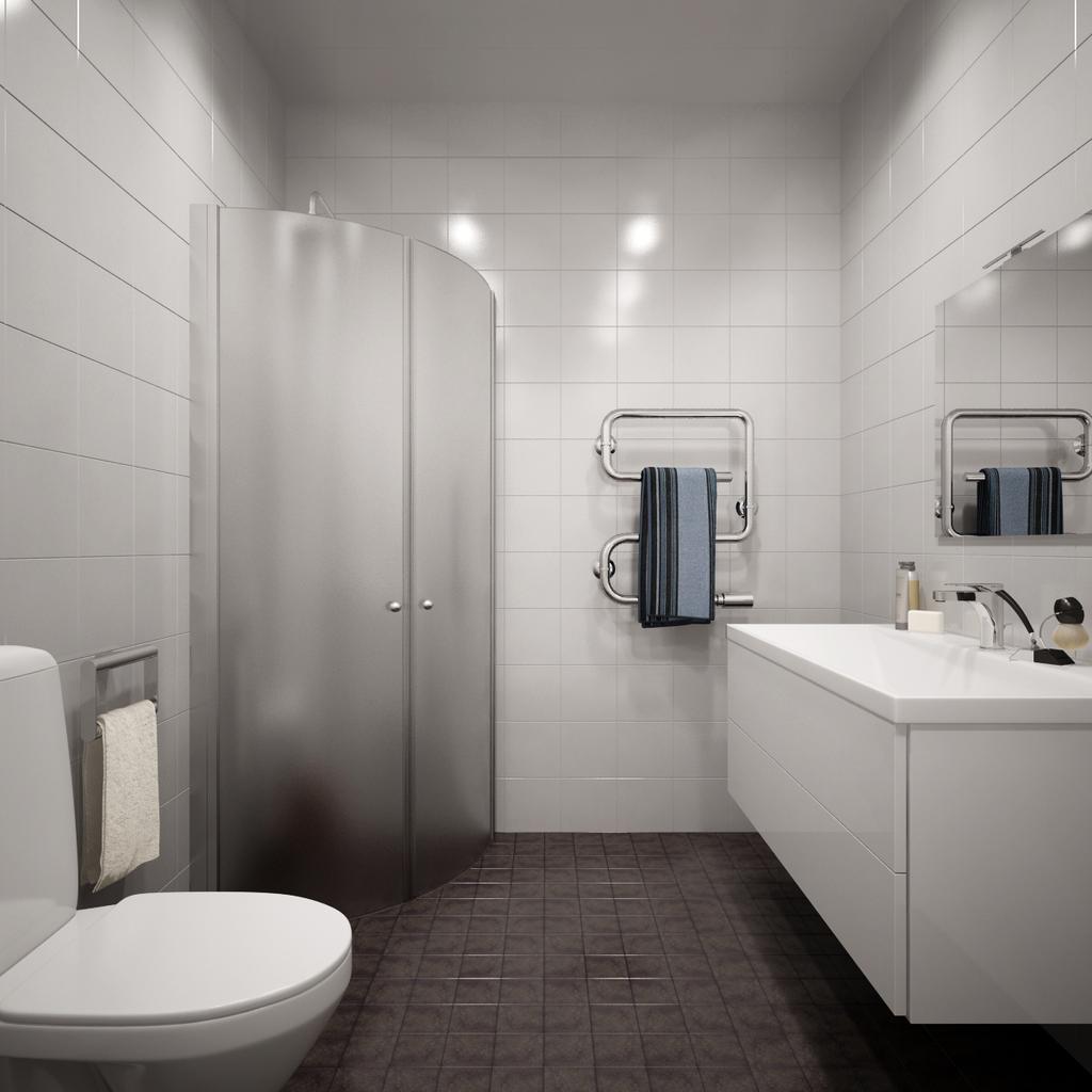 Broschyr Standard & Tillval BAD Bad med duschvägg INR LINC NIAGARA 90x90, ASPEN kommod spegel och belysning, komfortvärme i golv och spotlights i tak, vägghängd WC