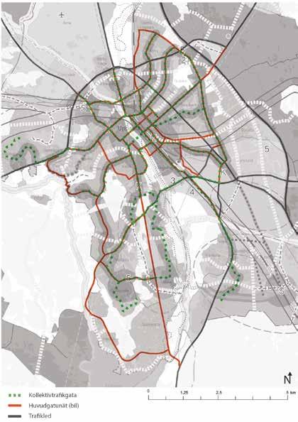 Stadens huvudgatunät Stadens huvudgatunät består av trafikleder, kollektivtrafikgator och huvudgator.