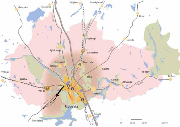 Länna Almunge Väg 282 Edsbro Väg 55 Uppsala E4 Knivsta Örsundsbro 0 5km 10km 20km Steg 5: Figur 57. Steg 4 och 5.