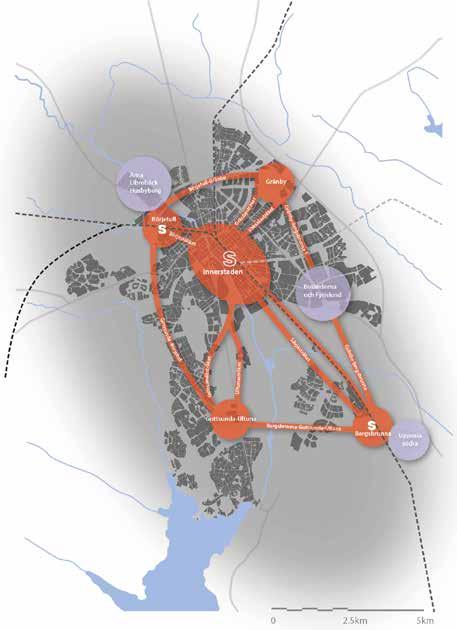 2.4. Snabb kollektivtrafik som stödjer utveckling av noder och stråk År 2050 har transportsystemet, och särskilt kollektivtrafiken, bidragit till att bebyggelse koncentreras till noder och stråk inom