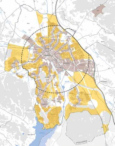 Stadsbygd Blandstad med tyngdpunkt på bostadsutveckling, förändringar kompletterar och länkar samman Plats för bostadsnära funktioner och rekreationsområden som skapar närhet och livskvalitet Ökad