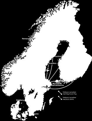 Destinationer Norra Linan Destinationer: Arlanda - Hemavan/Tärnaby Arlanda - Kramfors Arlanda - Lycksele Arlanda - Vilhelmina Arlanda Örnsköldsvik Södra Linan