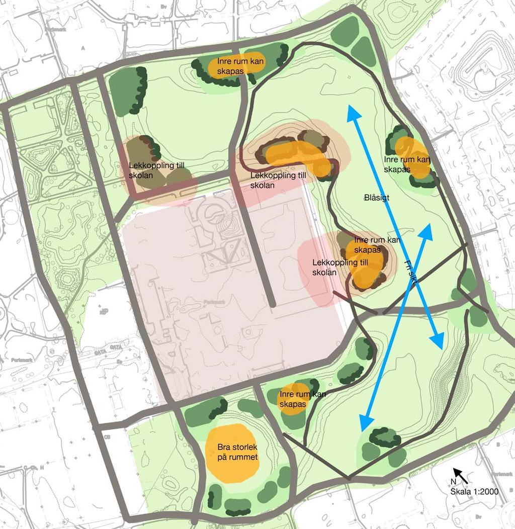 Analys (Årstaparken) Årstaparkens största styrka är dess storlek, parken erbjuder många rum av olika storlek.