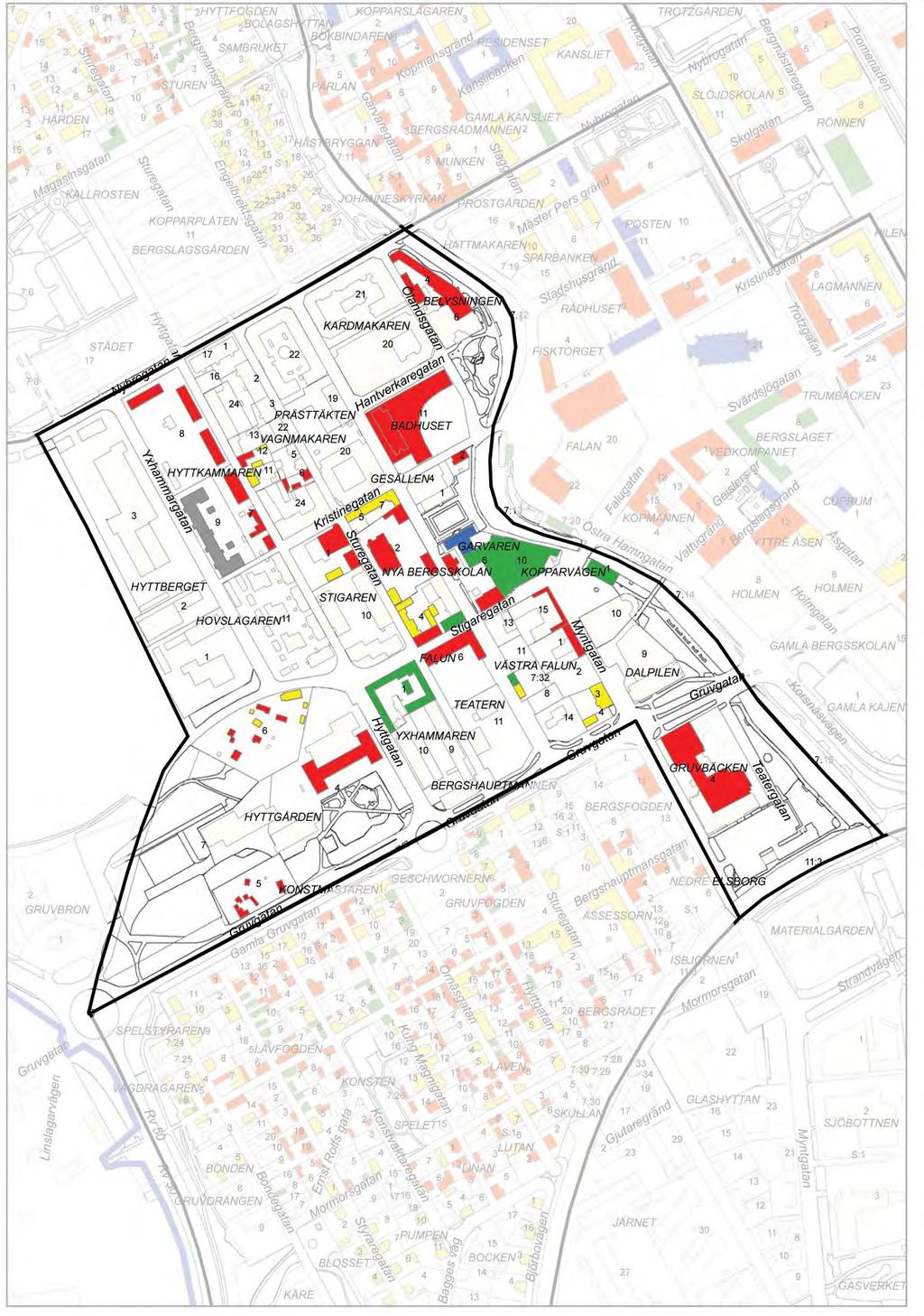 Prästtäkten I avgränsningen för området Prästtäkten ingår den gamla stadsdelen Västra Falun. Prästtäkten var i äldre tider Faluns främsta hantverkarstadsdel.