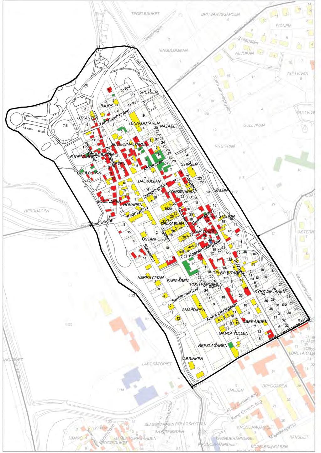 Östanfors Enligt 1628 års karta var området bebyggt upp till nuvarande Rostvändaregatan.