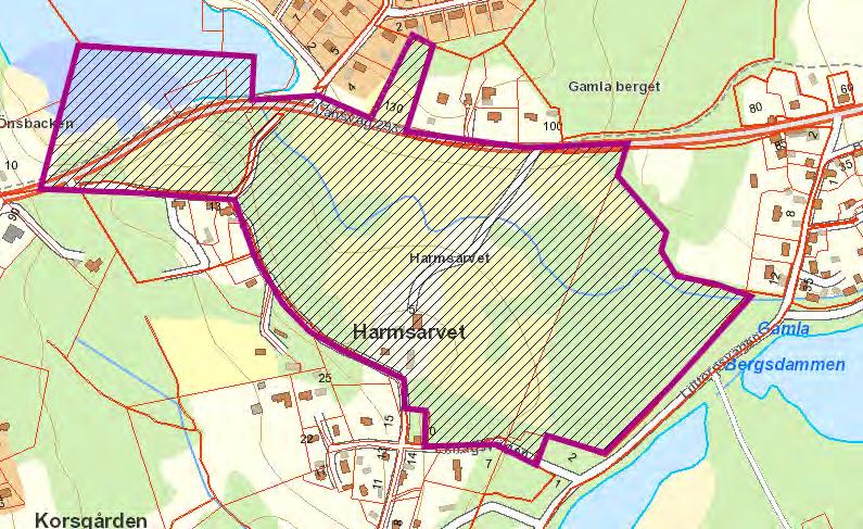 Harmsarvet Områdets förutsättningar Beskrivning: Intressant bergsmansgård med levande jordbruk. Välbevarat bostadshus från ca 1730 och ett flertal uthus. Småbrutet och ålderdomligt odlingslandskap.