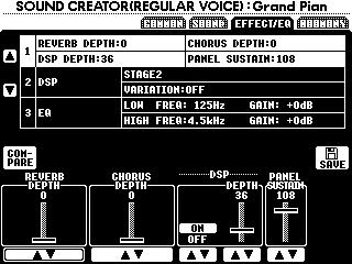 ditera ljuden Sound reator VRTO PT... estämmer intensiteten för vibratoeffekten (se diagram). ögre inställning resulterar i ett mera uttalat vibrato. SP.