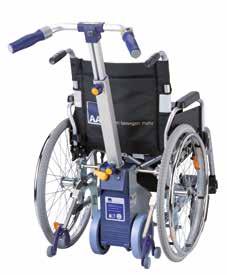 movilino Tekniska data Tillåten totalvikt Montering möjlig fr.o.m. Hastighet framåt bakåt 170 kg (1) (person, rullstol, movilino) 32 cm sitsbredd steglöst reglerbar 6 km/h 3 km/h Räckvidd med en