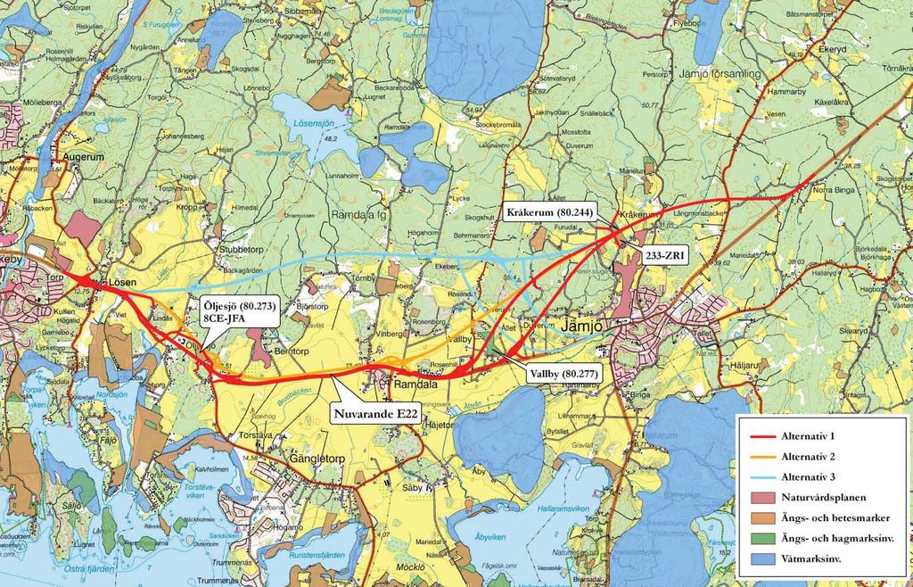 7. MILJÖKONSEKVENSBESKRIVNING - NATURMILJÖ Kartan visar de dokumenterade bevarandevärda