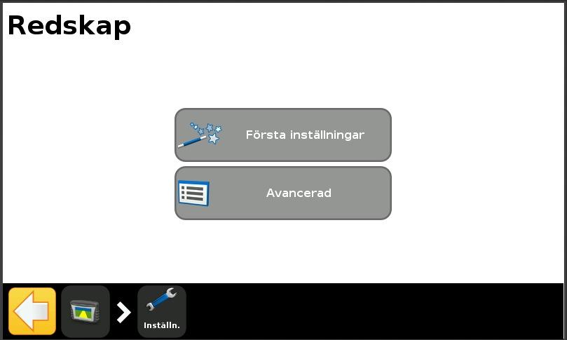 Dessa inställningar måste vara samma som används av redskapets