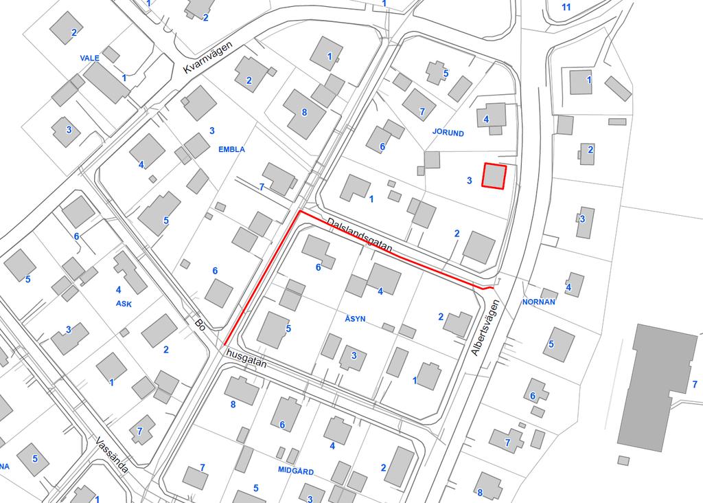 8.11 Fastigheten Jorund 3 Figur 28 Ledningssträcka 11 i Strömslund (röd sträcka avser