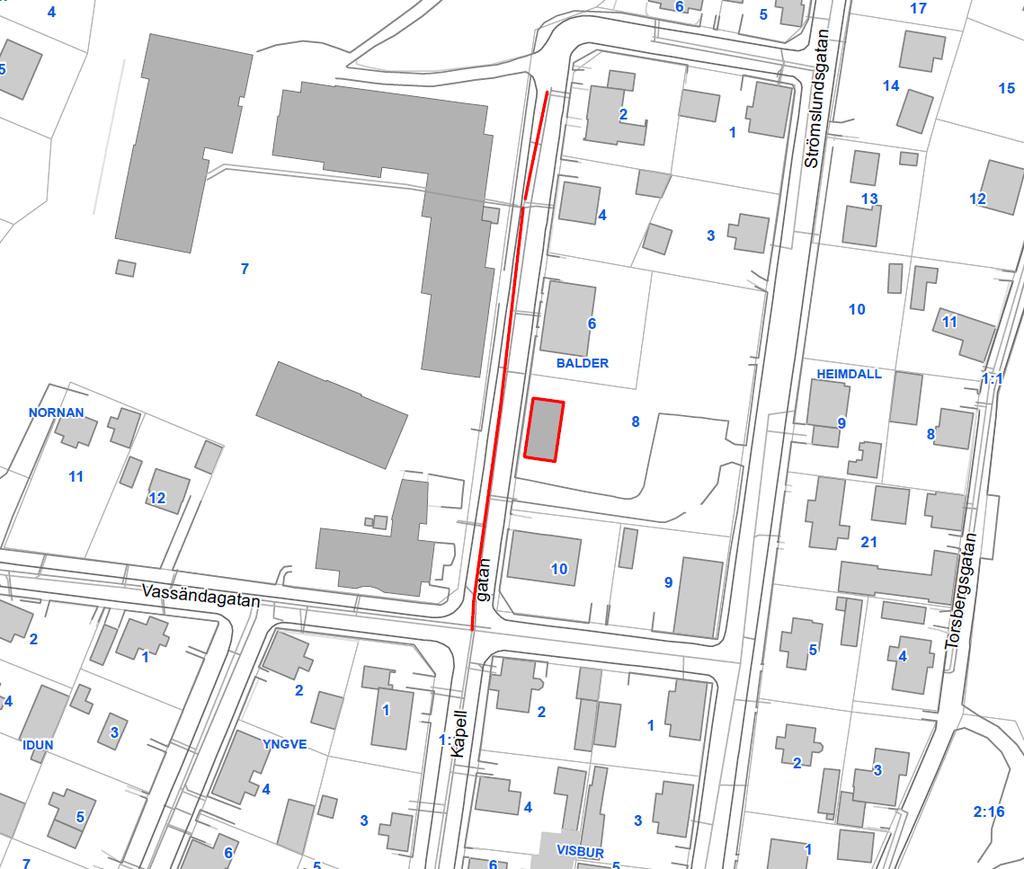 8.15 Fastigheten Balder 8 Figur 36 Ledningssträcka 15 i Strömslund södra (röd sträcka avser