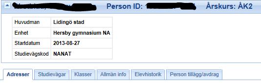 Inskrivning av ny elev som INTE är Folkbokförd i länet använd knappen NY Knappen NY under inskrivning ska INTE användas i första hand.