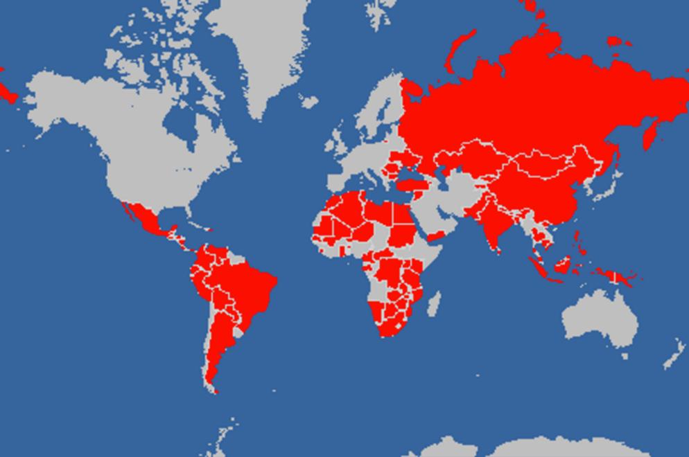 Det maximerade urvalet av 82 utvecklingsländer är röd markerat. 1.7 