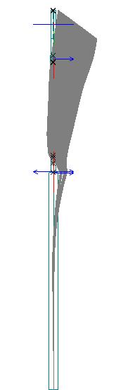 Figur 68 Utböjningsmoder för skalmodellen (övre bilden) och balkmodellen (nedre bilden) Balkelement En modell med balkelement uppfördes med samma lastförutsättningar som skalmodellen.