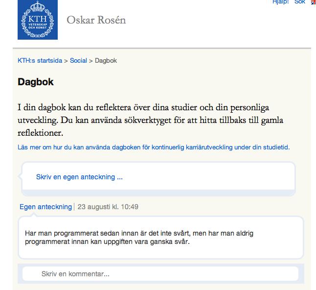 Bilagor Skärmdump från KTH Social KTH ICT-