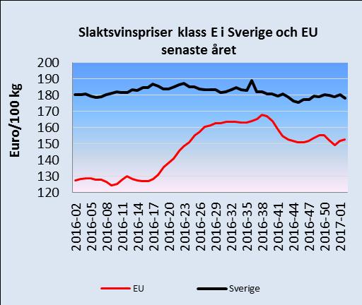 därefter har priserna fallit tillbaka. Vecka 2 var det genomsnittliga avräkningspriset 152,5 euro/100 kg.