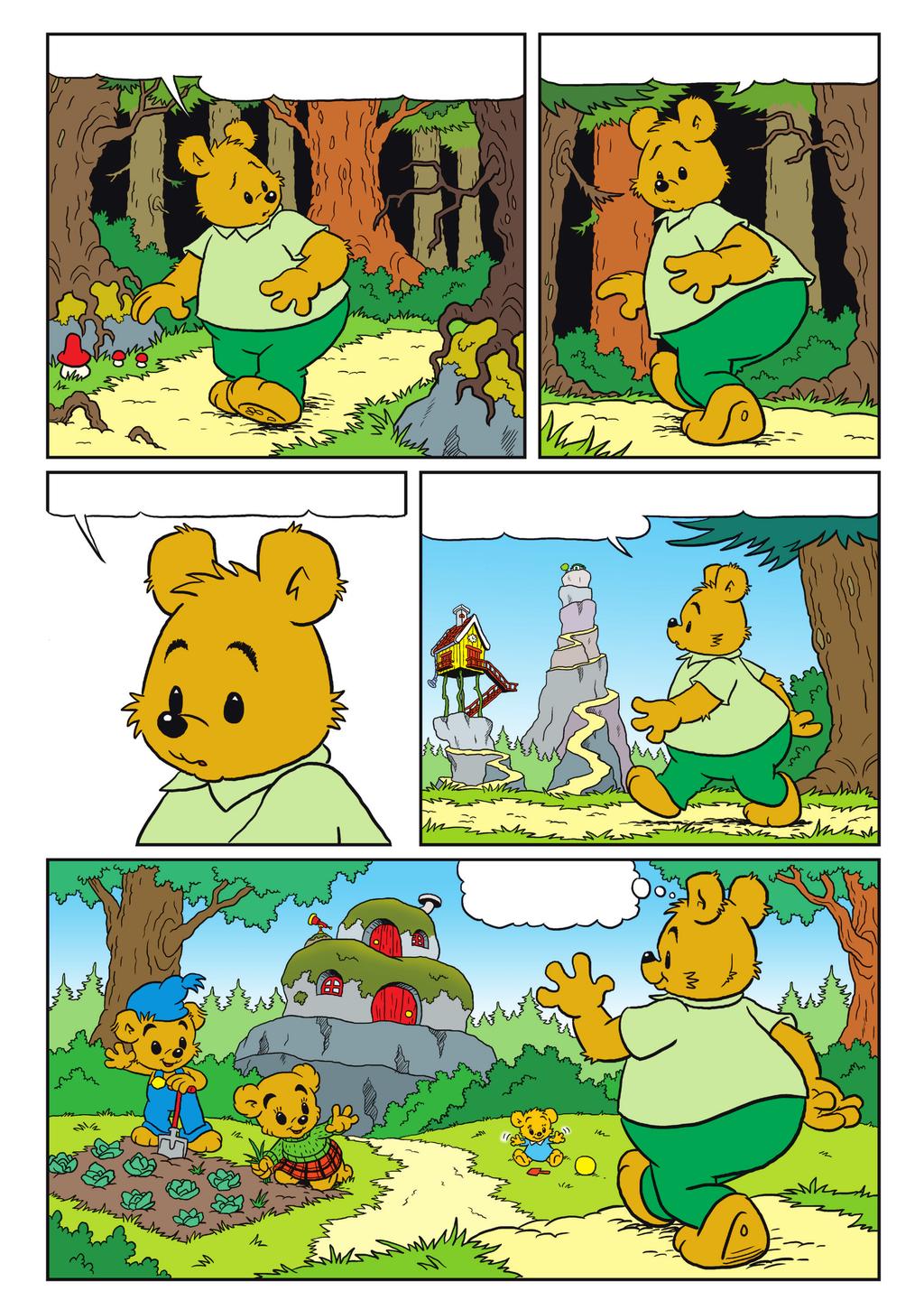 Tänk att det finns ett monster här i skogen. Det känns ju lite kusligt. Undrar om Bamse känner till monstret?