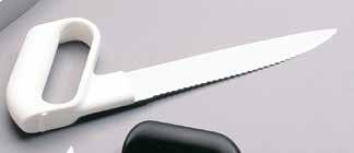 Relieve Knivar & Förskärare Ergonomiska knivar som avlastar handleden Kökskniv, tandat blad Vikt: 161 g Knivblad: 23 cm.