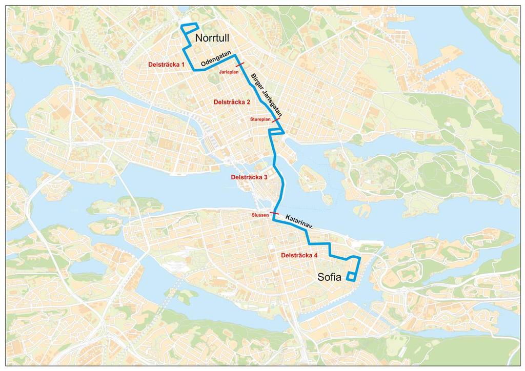 3.2 Linje 2 Norrtull Sofia Linje 2 kör mellan Norrtull och Sofia (se figur 9).