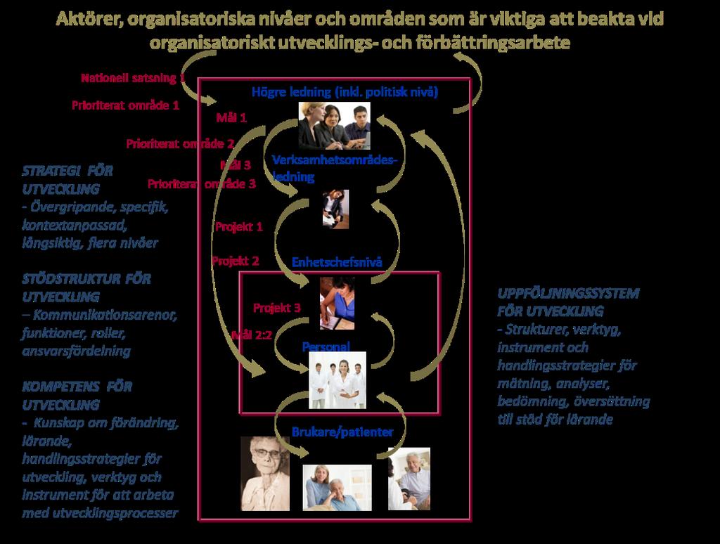 Över tid berördes alla dessa faktorer (strategier för utveckling, stödstruktur för utveckling, kompetens för utveckling, uppföljningssystem för utveckling), men i olika utsträckning. Figur 1.