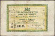 860 861 860 Pick 6c Straits Settlements 10 cents 1917.